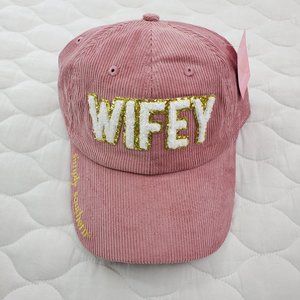 SIMPLY SOUTHERN Sparkle Puff Letter WIFEY Pink Corduroy Baseball Cap Hat NEW